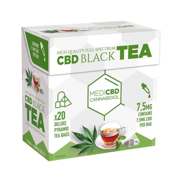 MediCBD Black Tea (Box of 20 Pyramid Teabags) – 7.5mg CBD