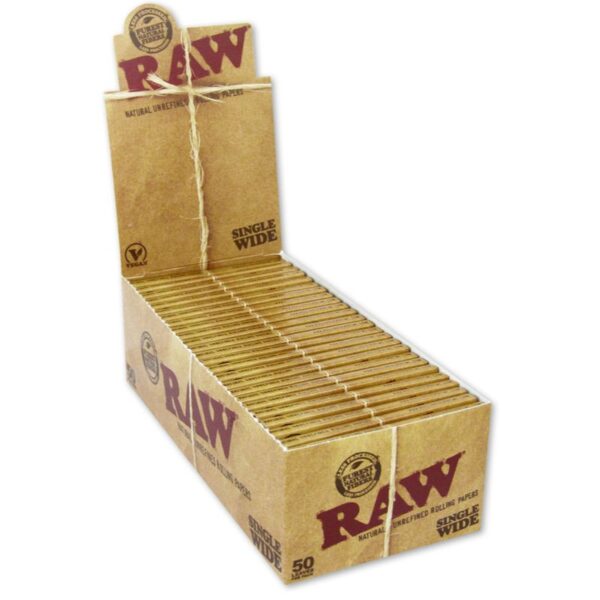 Raw Classic Single Wide Hemp Rolling Papers - Display Of 50
